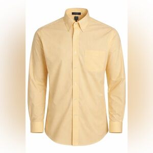Paul Fredrick Yellow Micro Check Cotton Dress Shirt Button Down 16 33 Office